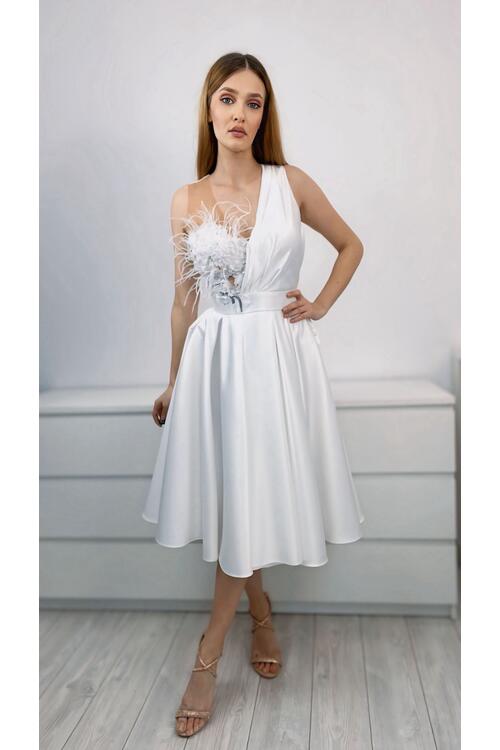 Rochia Midi Daisy Alb