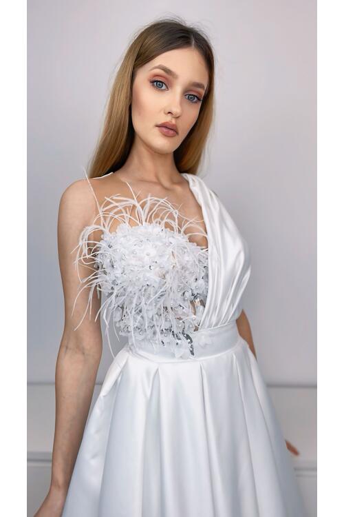 Rochia Midi Daisy Alb